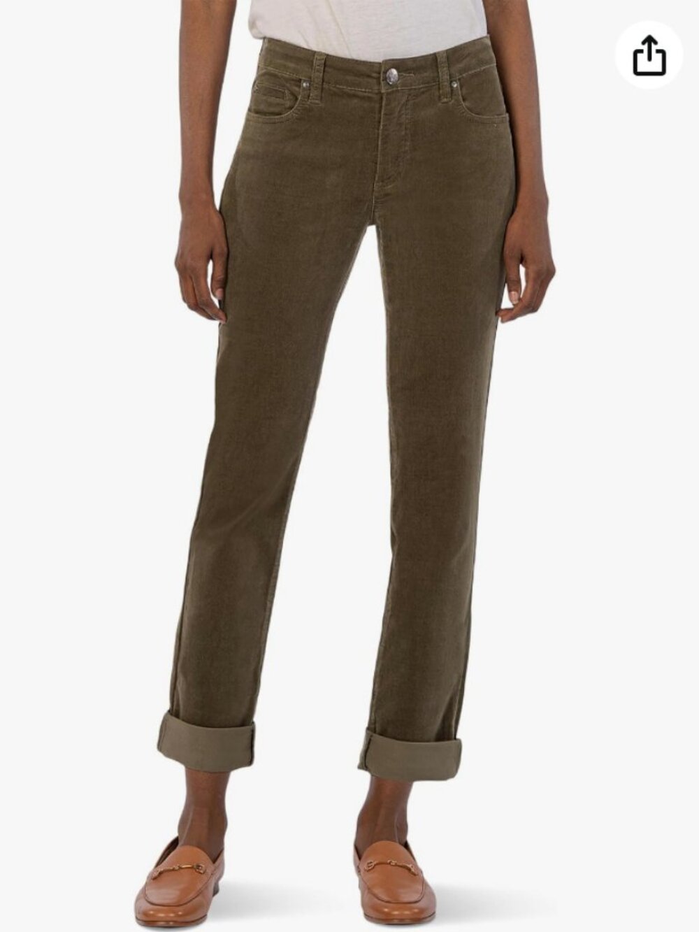 Catherine Petite Corduroy Boyfriend pants Kut From the Kloth sz 16 color moss
